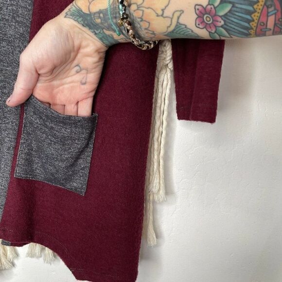 Soft Surroundings Cowl Neck Tunic SZ XS Gray Red Top Fall Capsule Wardrobe - Picture 6 of 9
